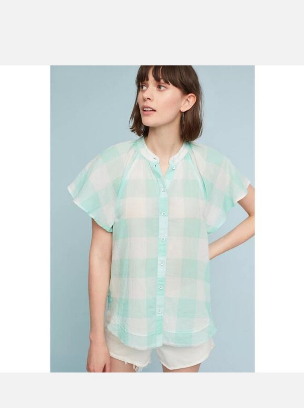 Anthropologie Mint Green and White Lightweight Top - Picture 3 of 12
